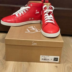 Men Christian Louboutin Red Bip Bip Flat Saffiano